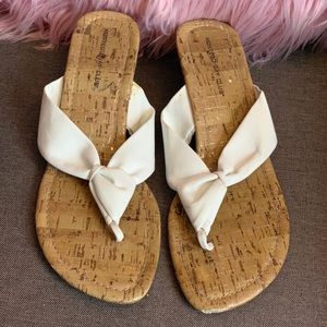 Montego Bay Club White Wedge Flip Flops